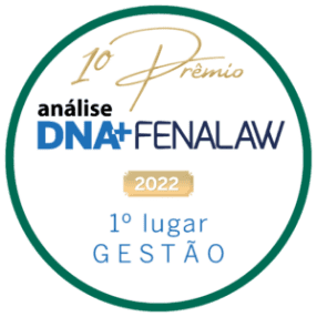 Selo da premiação: 1º lugar no Prêmio Análise DNA+FENALAW 2022 na categoria Gestão